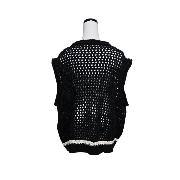 문선 블랙 크로셰 니트 베스트 / 여성 조끼 / 남성 조끼 이미지