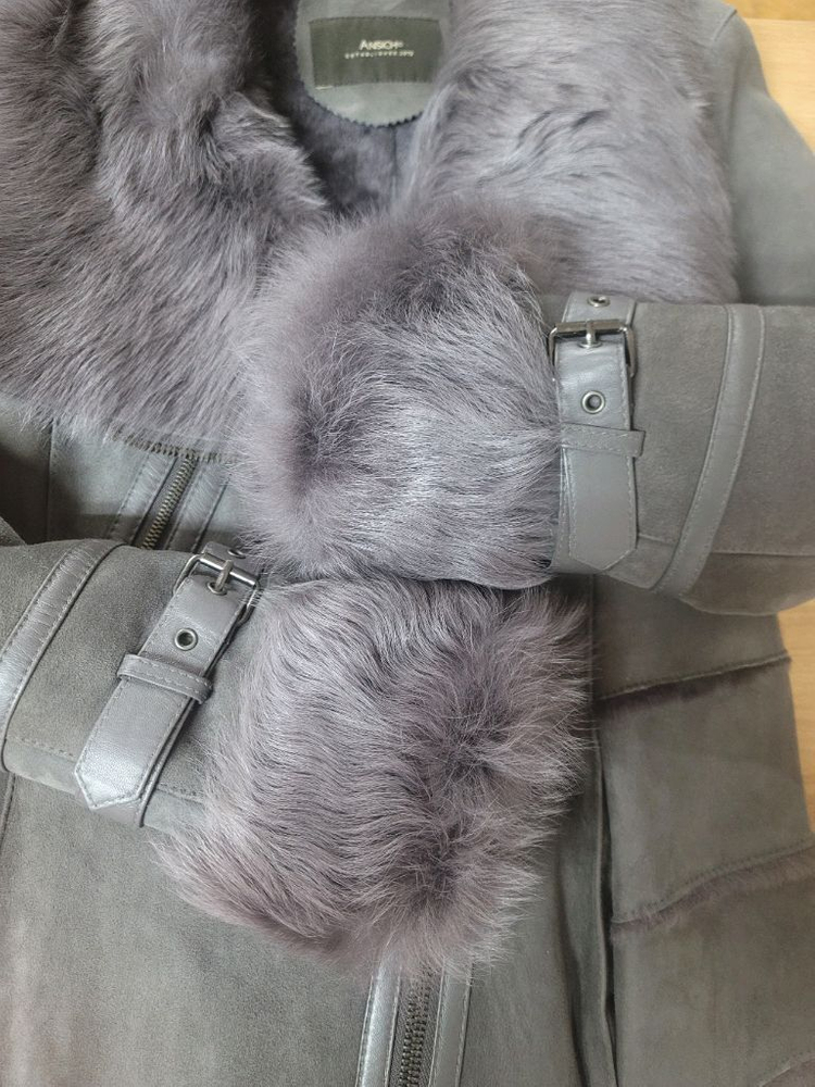 ANSICH 안지크 여성 천연양가죽 천연양모 롱무스탕--3