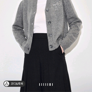 타임캐시미어 비딩&시폰 니트 가디건