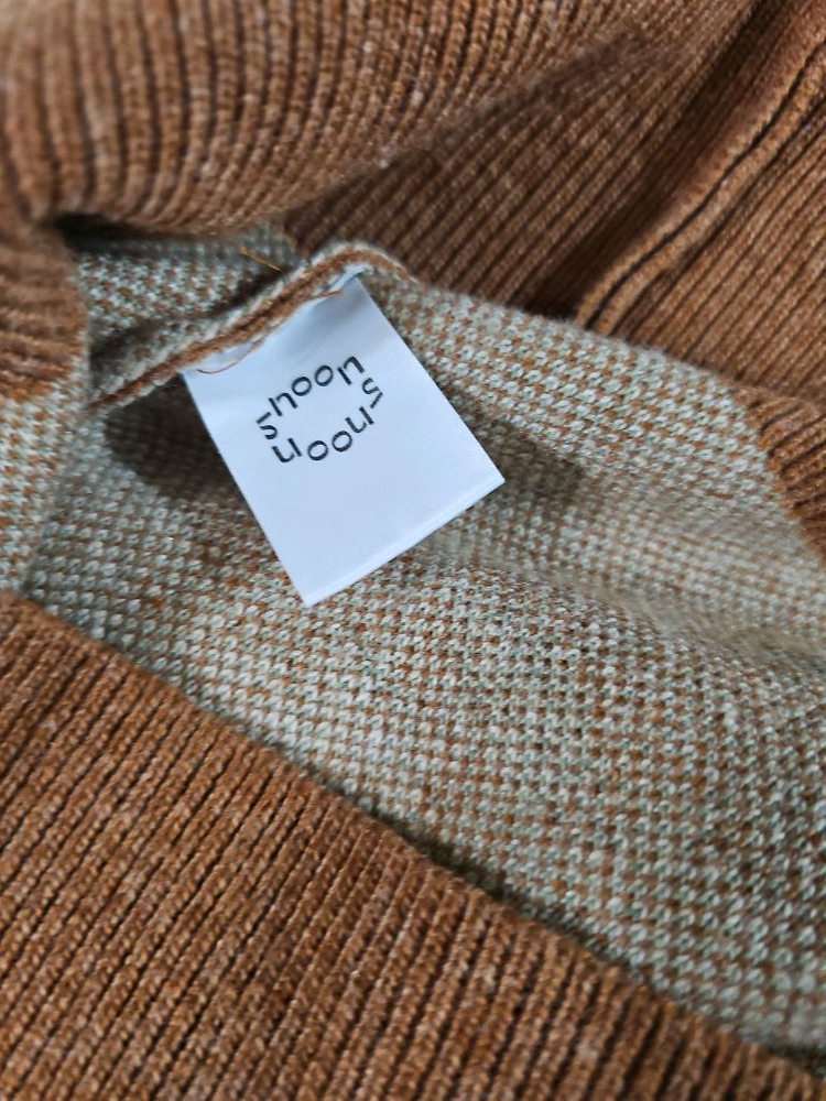 시눈 블레이브 빈티지 레트로 플라워 패턴 브라운 브이넥 가디건--8