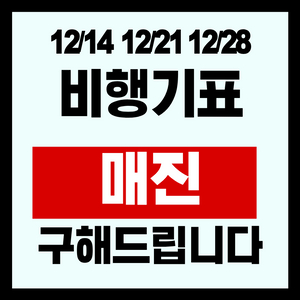 마감임박) 12/14 12/21 12/28 제주/김포/부산/청주/대구/광주/포항 비행기표 구해드립니다.