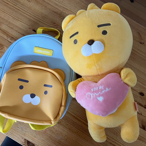카카오프렌즈 라이언 가방 & 안전벨트 인형