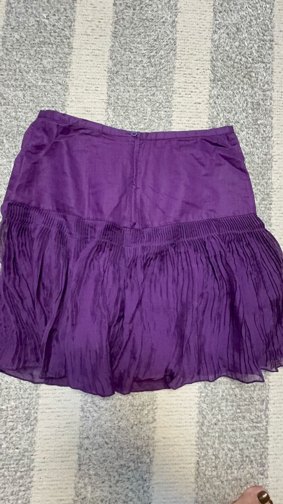 바네사브루노 보라색 실크 +린넨 미니스커트--1