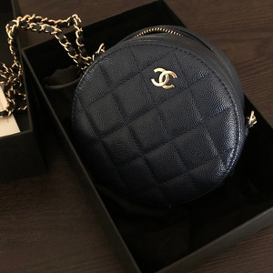 샤넬 탬버린백 동그리백 체인 미니백 (캐비어 금장 네이비, 상태좋음) 이미지