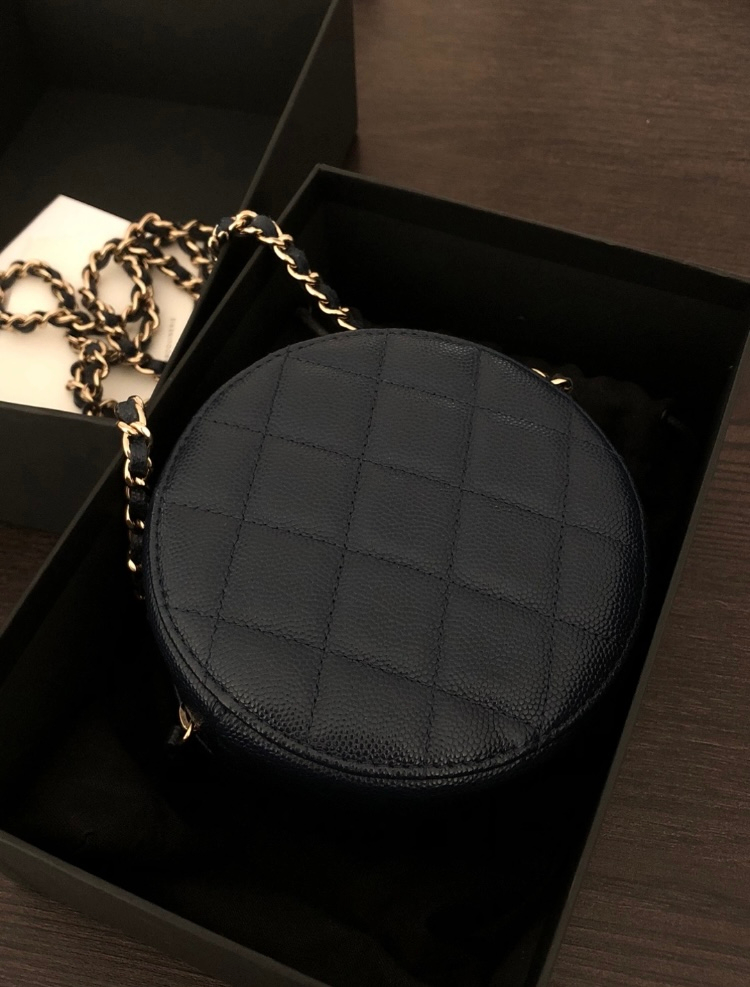 샤넬 탬버린백 동그리백 체인 미니백 (캐비어 금장 네이비, 상태좋음) 이미지