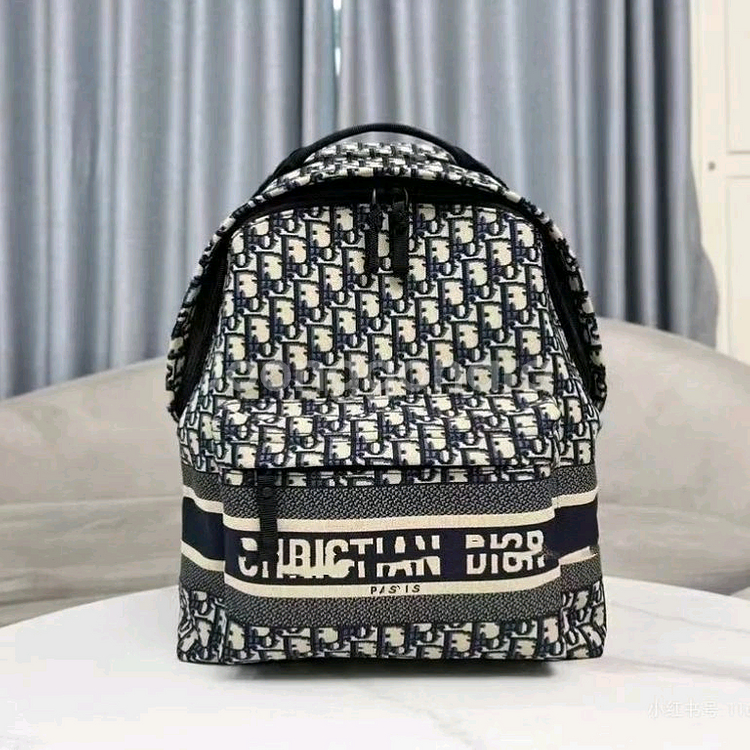 디올 오블리크 패턴 백팩<대>네이비--0