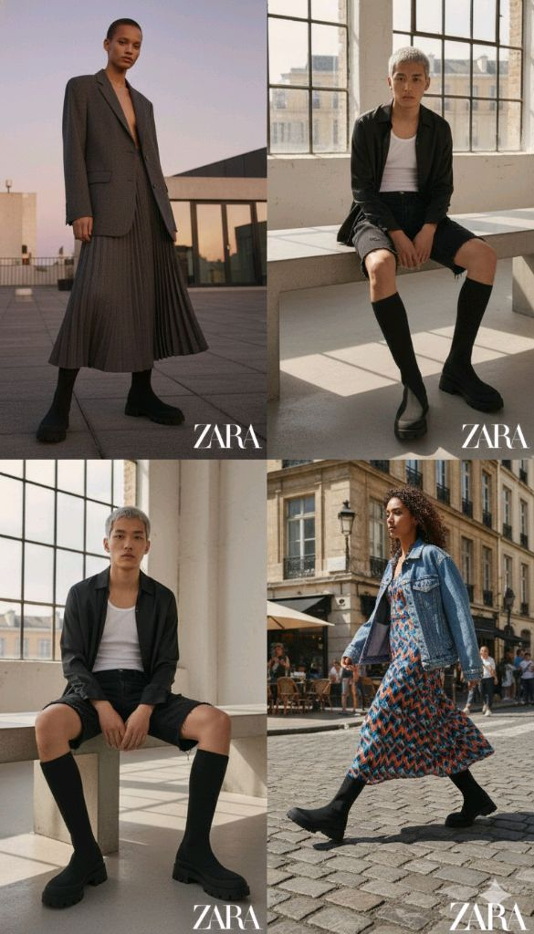 ZARA 자라 삭스 니트 롱부츠 37 (국내 품절템)--5