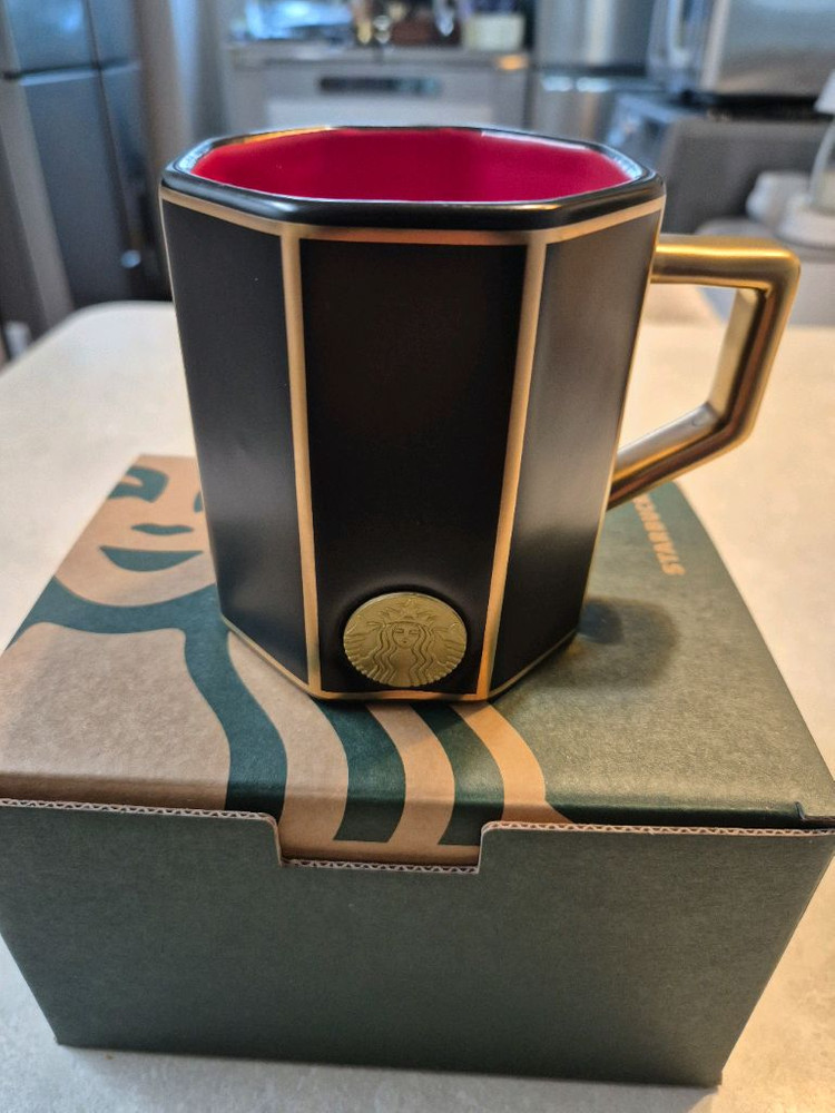 스타벅스 블랙 앤 골드 머그--1