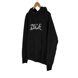 [S] 디올 x 피터도이그 남성 레터링 자수 로고 후드 티셔츠 블랙
