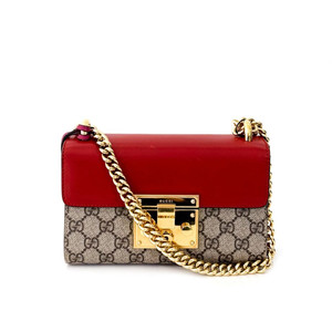 [S] 구찌 여성 GG 슈프림 패드락 스몰 골드 체인 숄더백 크로스백