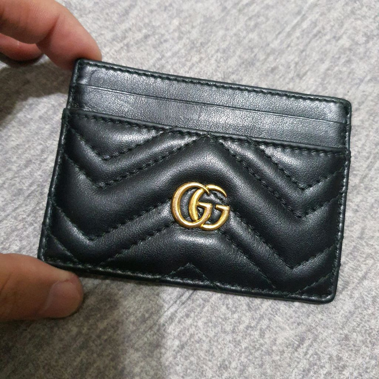 정품 구찌 GG 마몽 카드지갑 블랙 색상 이미지