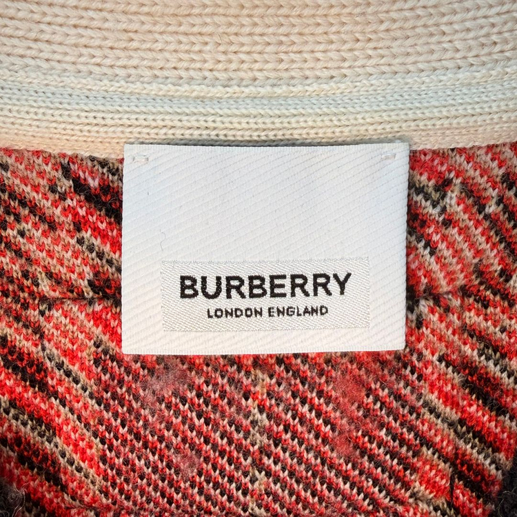 버버리 키즈 빈티지 체크 & 레오파드 자카드 가디건--4