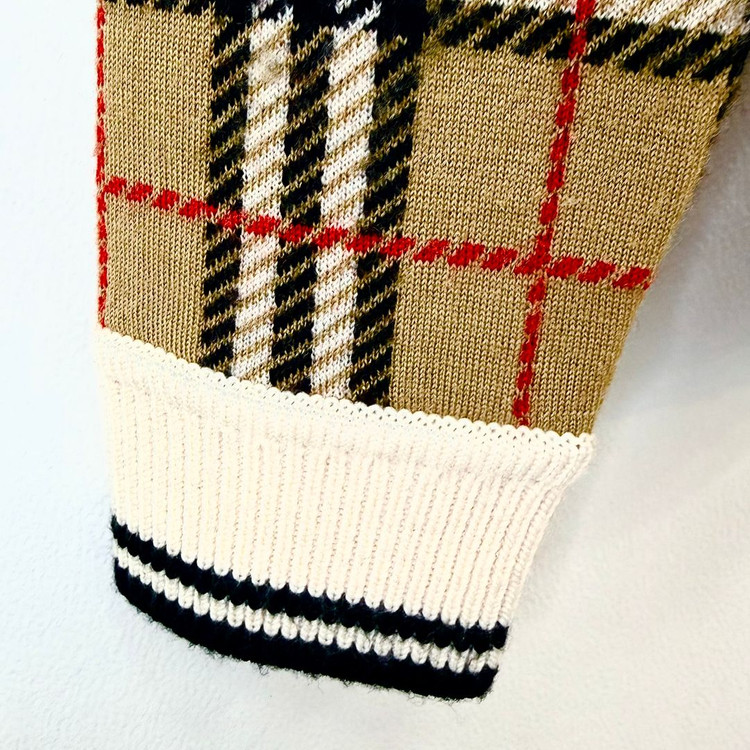 버버리 키즈 빈티지 체크 & 레오파드 자카드 가디건--1