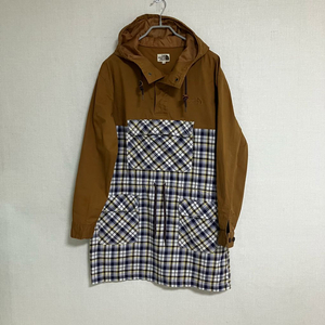 노스페이스 체크 배색 후드 아노락