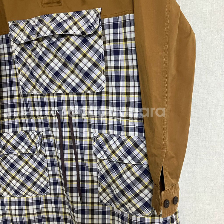 노스페이스 체크 배색 후드 아노락--2