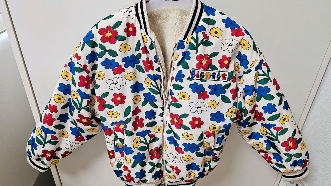 리미떼두두 아트플라워 리버시블 퍼 점퍼 M--2