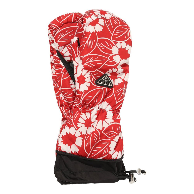 새상품 프라다 패딩 장갑 트라이앵글 로고 플라워 레드--1