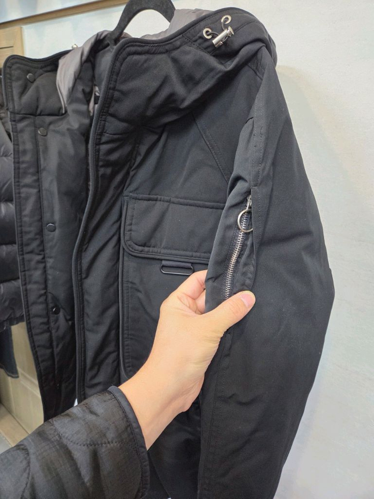 지오송지오 지퍼스냅 구스다운 후드패딩 95 오버핏--5