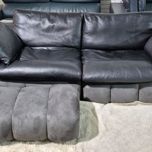 체리쉬 마에스트로 이태리 천연 통가죽 3인 소파+스툴