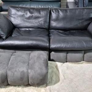 체리쉬 마에스트로 이태리 천연 통가죽 3인 소파+스툴