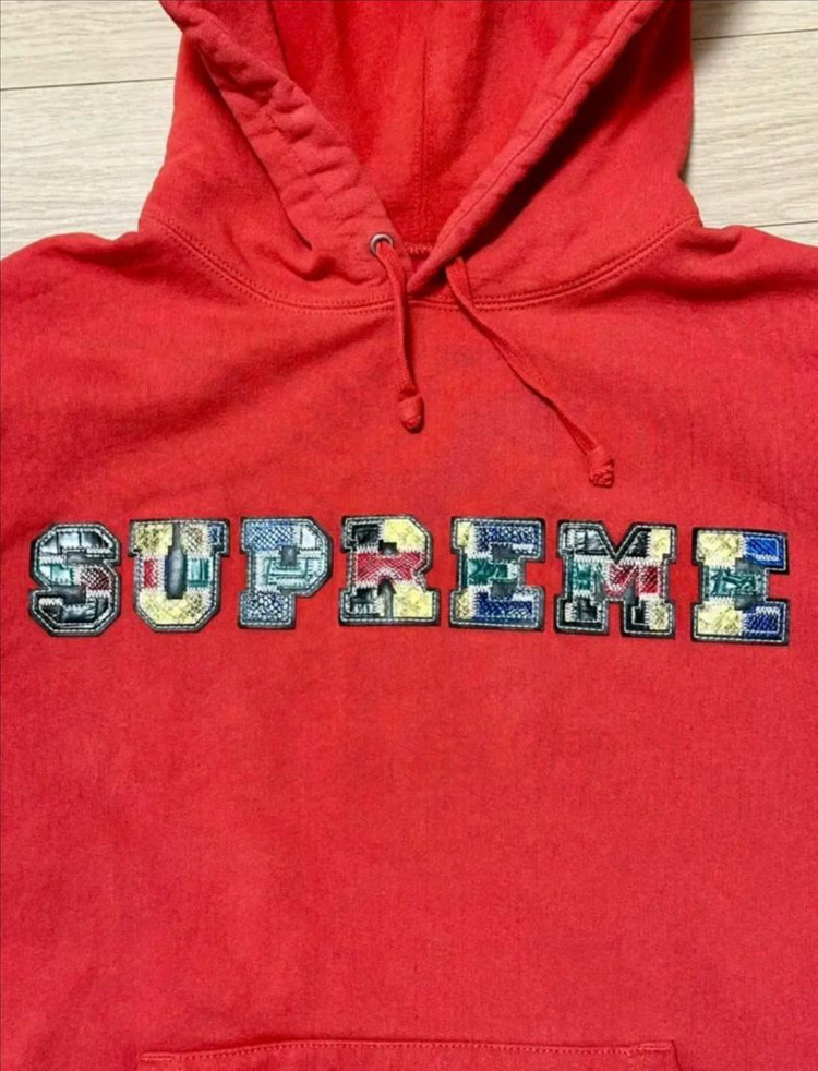 슈프림 컬리지에이트 패치워크 후드 S 레드23fw--2