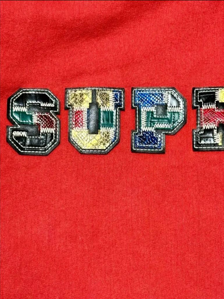 슈프림 컬리지에이트 패치워크 후드 S 레드23fw--3