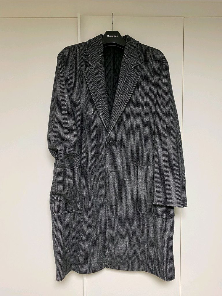 빈폴 그레이 울 블렌드 헤링본 코트 팝니다--1