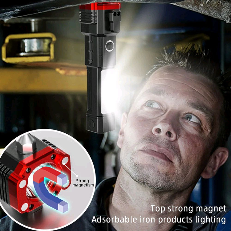 새상품/ 충전식 차량용 생존 XPE후레쉬 손전등 랜턴 렌턴 자석 망치 비상탈출 칼 보조베터리 점멸등--3