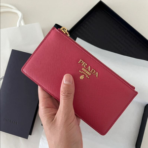 정품 프라다 카드지갑 핑크