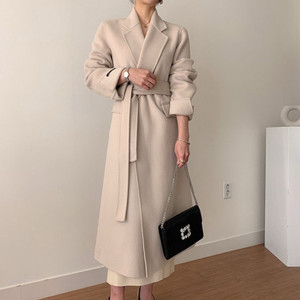 울 90 핸드메이드 롱 코트