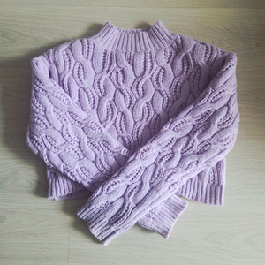 케이블 크롭 니트 라벤더 컬러(프리사이즈)새것