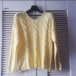 레몬+옐로우컬러 케이블 부클 니트(프리사이즈)