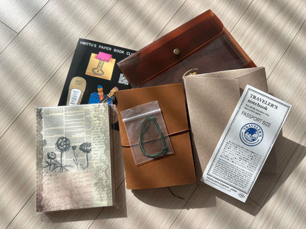 트래블러스 커버 패스포트사이즈 카멜 케이스일괄--0