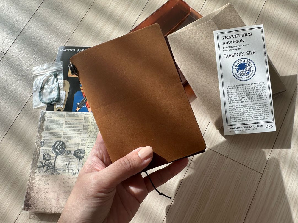 트래블러스 커버 패스포트사이즈 카멜 케이스일괄--1