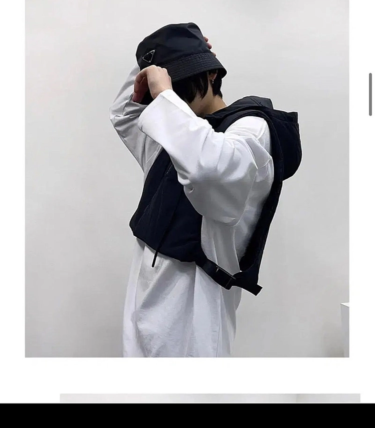 새상품)레이어드 패딩 조끼 베스트 크롭 후드 유니섹스 이미지