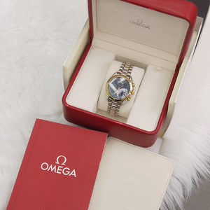 OMEGA 오메가 문워치 스피드마스터 트리플캘린더 청판&옐로우골드 콤비 리듀스드 데이데이트 청콤 39MM