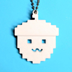 도토리 8비트 키링 키체인 화이트, 브라운