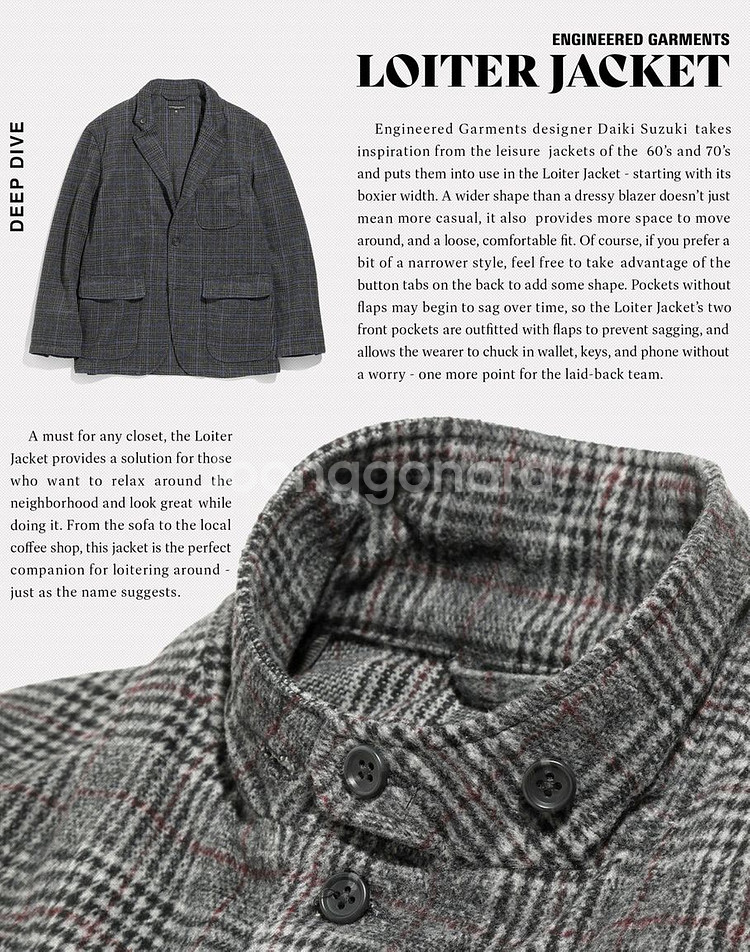 엔지니어드가먼츠 울블렌드 글렌플레드체크 라이크트위드 로이터자켓L 105 베드포드 엔가 블레이저 네펜데스 스포츠코트--1