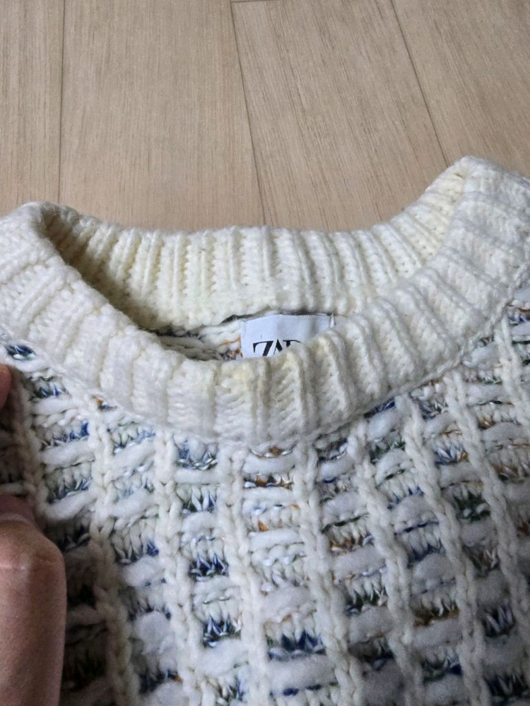 자라 남성용 아이보리 니트 스웨터--2