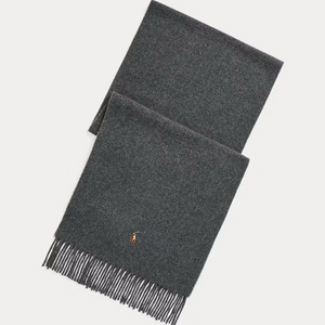 폴로 프린지 버진 울 스카프 머플러 목도리 차콜 그레이 바클레이 헤더