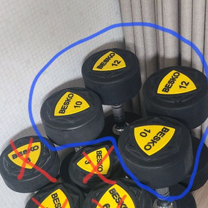 베스코 덤벨 10, 12kg 세트 일괄(키로당 2,000원)