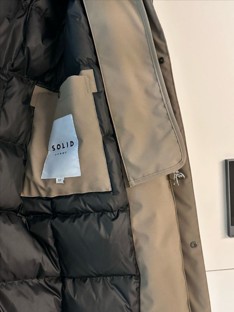 솔리드옴므 후드 롱 코트 패딩--2