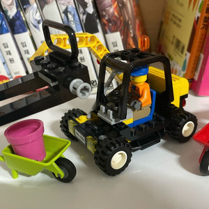 레고 시티 60240 트럭 + 카누 세트시티 4206 지게차 + 미피 + 기타 미피 디오라마 소품 세트