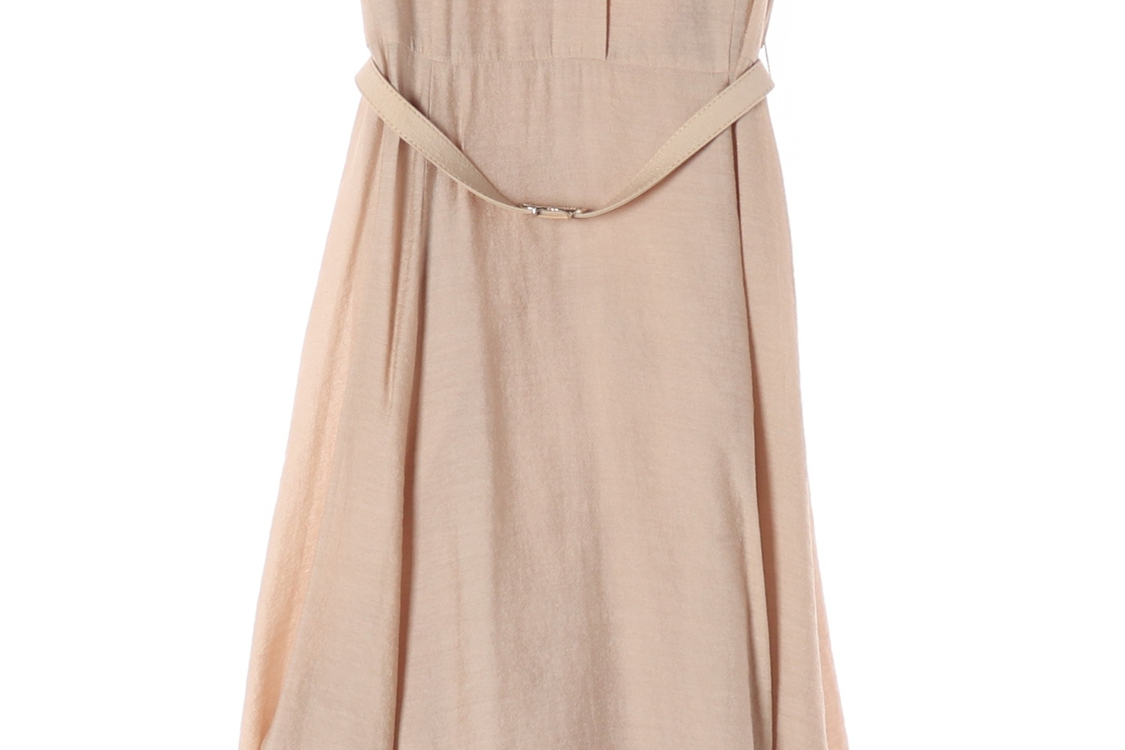 [S]ZOOC주크 베이지 카라 벨트 반팔 롱 원피스 하객룩 드레스--2