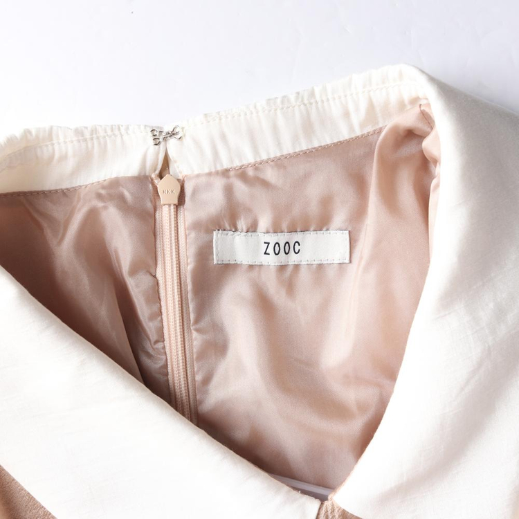 [S]ZOOC주크 베이지 카라 벨트 반팔 롱 원피스 하객룩 드레스--5