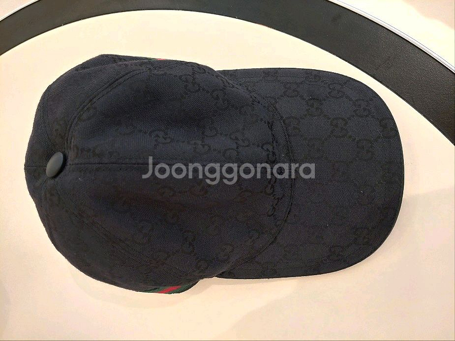 구찌 GG 로고 베이스볼 블랙 볼캡 m 백화점판--3