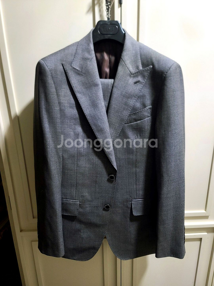 반하트 디 알바자 / 이태리 사르토리얼 미드 그레이 와이드 피크드라펠 수트 / 100, 32--0