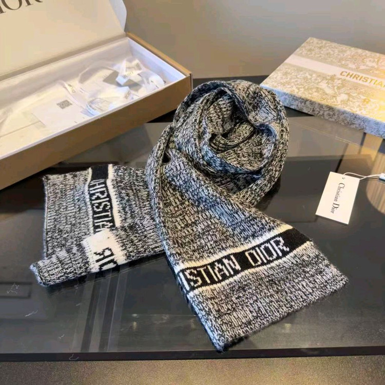 디올 CHRISTIAN DIOR 로고 니트 머플러--1