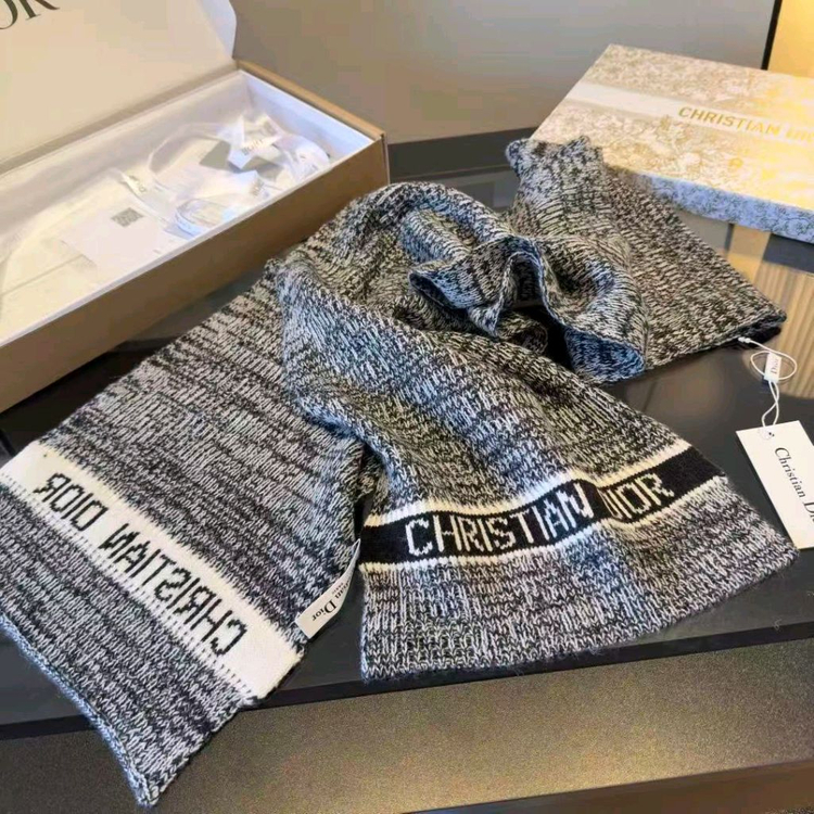 디올 CHRISTIAN DIOR 로고 니트 머플러--4