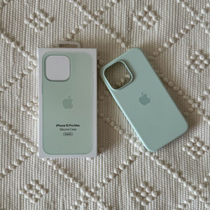 아이폰 15 프로맥스 실리콘 케이스 민트(정품)